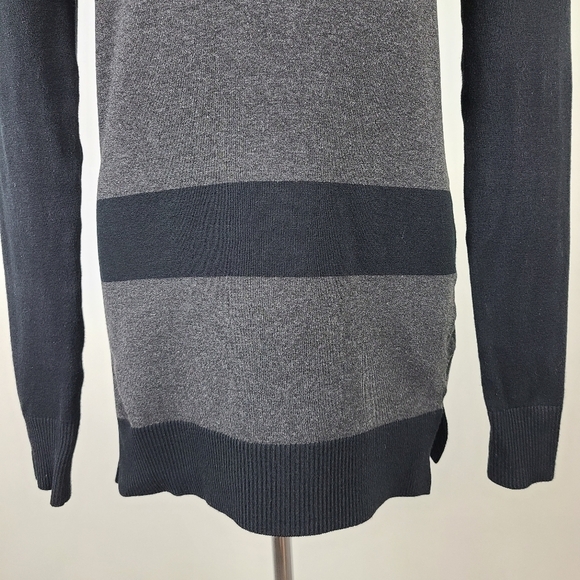 Le Chateau Black & Gray Striped Long Knit Sweater - Picture 3 of 16